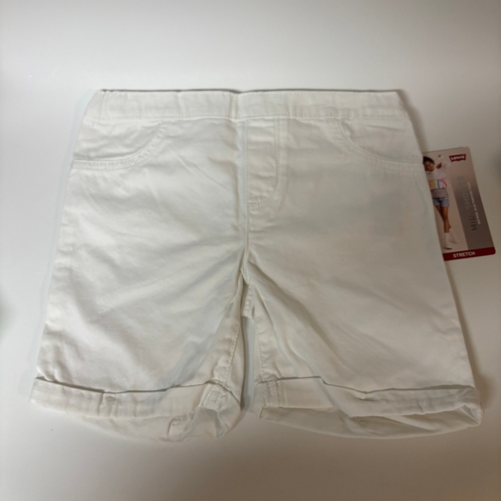 Levis Girls White Girlfriend Midi Shorts Size 10 Reg 41E694 NWT